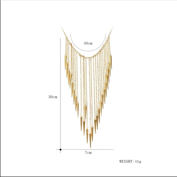 NEW BRASS FRINGE STATEMENT NECKLACE - Picture 3 of 3